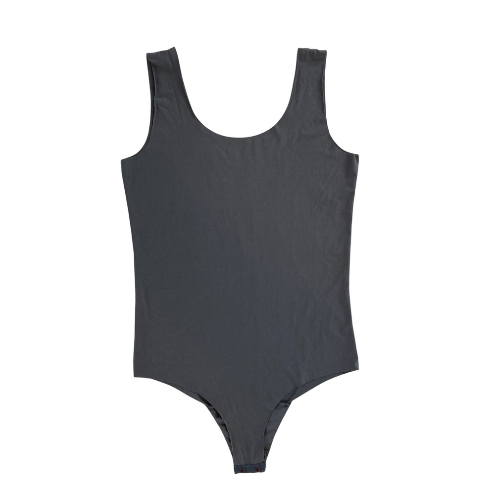 Commando Butter Scoop Neck Tank Thong Bodysuit Gray Stretch (Size S)